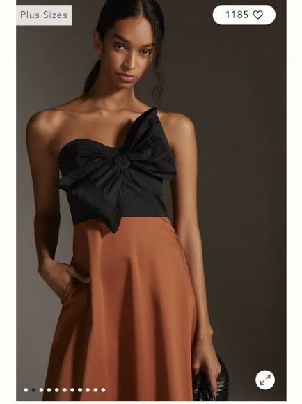 Hutch Two-Tone Strapless Dress With Bow Detail - Black & Rust